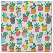 Tissu Chats dans les pots à fleurs (Détail)