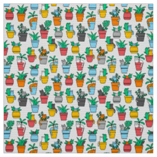 Tissu Chats dans les pots à fleurs