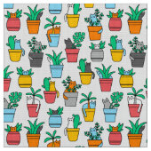 Tissu Chats dans les pots à fleurs (Fermer)
