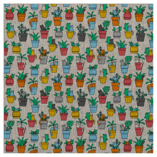 Tissu Chats dans les pots à fleurs
