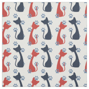 Tissu Chats de ferme d'art populaire - Rouge de grange &