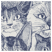 Tissu chats de noël bleu (Fermer)