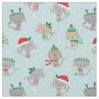 Chats de Noël mignons en bleu clair