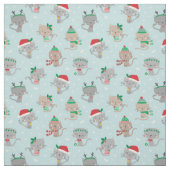 Tissu Chats de Noël mignons en bleu clair (Échantillon)