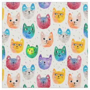 Tissu Chats et amis d'aquarelle