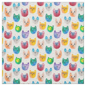 Tissu Chats et amis d'aquarelle (Échantillon)