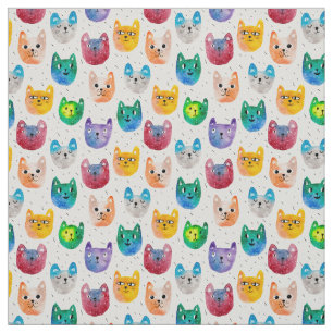 Tissu Chats et amis d'aquarelle