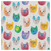 Tissu Chats et amis d'aquarelle (Détail)