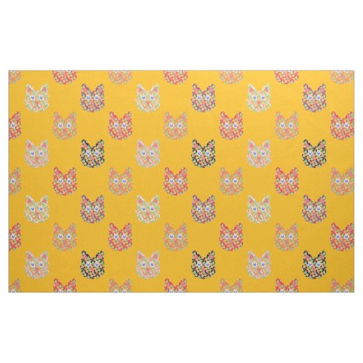 Tissu Chats hippy d'été (Fat Quarter)