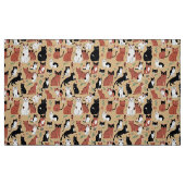 Tissu Chats joueurs sur fond beige (Fat Quarter)