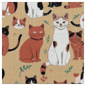 Tissu Chats joueurs sur fond beige (Fermer)