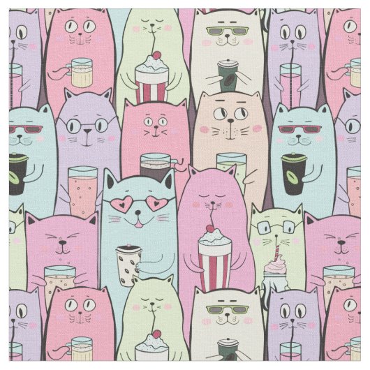 Tissu Chats mignons (Fermer)