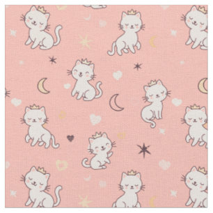 Tissu chats mignons dans la couronne