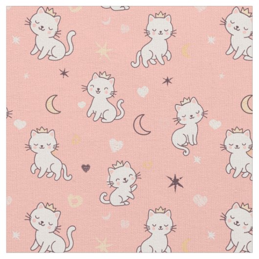 Tissu chats mignons dans la couronne (Fermer)