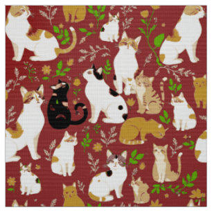 Tissu Chats mignons sur un Arrière - plan de Bourgogne