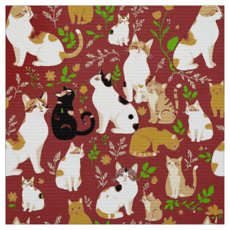 Tissu Chats mignons sur un Arrière - plan de Bourgogne