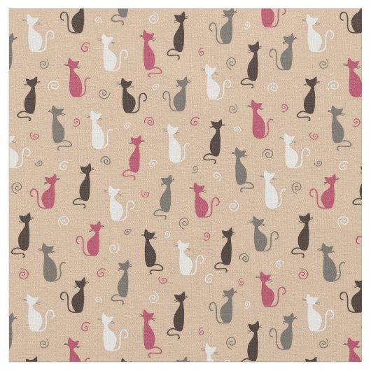 Tissu chats Motif rose (Fermer)