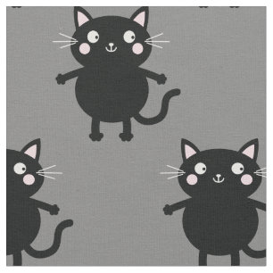 Tissu Chats noirs de dessin animé mignons pour la chambr