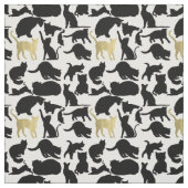 Tissu Chats noirs d'or (Échantillon)