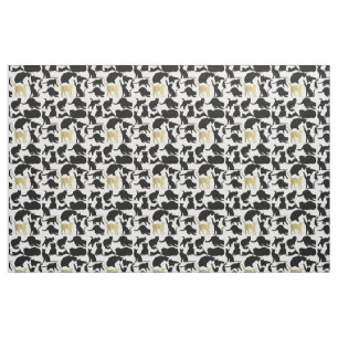 Tissu Chats noirs d'or