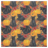 Tissu Chats noirs et citrouilles 2 (Échantillon)