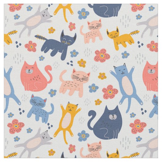 Tissu Chats Pastel Colorés (Fermer)