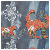 Tissu Chats rouges chanceux (Échantillon)