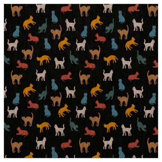 Tissu Chats sur le noir (Échantillon)
