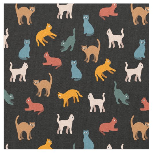 Tissu Chats sur le noir (Fermer)