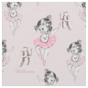 Tissu Chaussons vintages Ballerina Baby et Ballet en ros