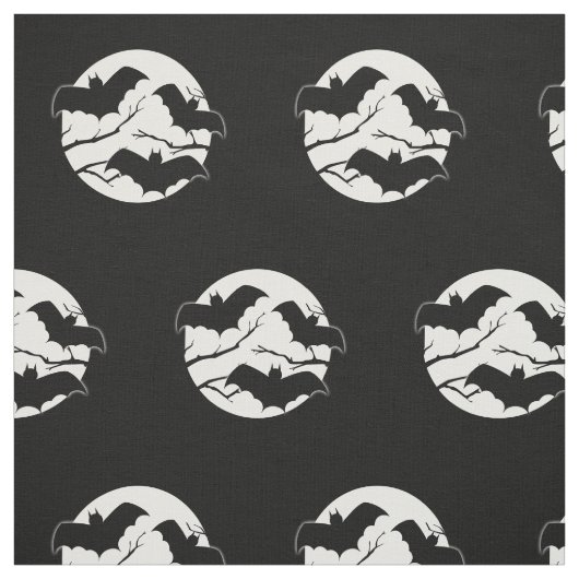 Tissu Chauves-souris dans la lune Halloween Fabric (Échantillon)