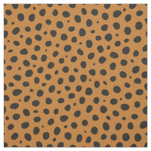 Tissu Cheetah Animal Motif Black Orange Pois
