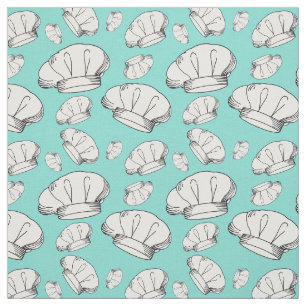 Tissu Chef et Cuisinier Motif Casquette en bleu et blanc