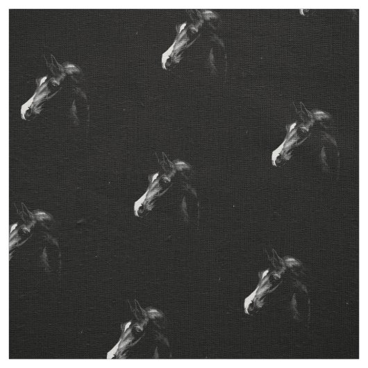 Tissu Cheval Arabe noir classique et chic (Échantillon)