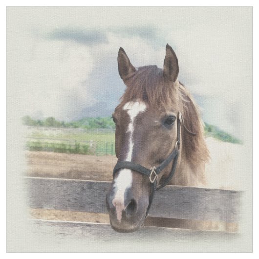 Tissu Cheval Brown avec le licou (Fermer)