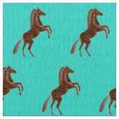 Tissu Cheval de course sur Turquoise texturé (Fermer)