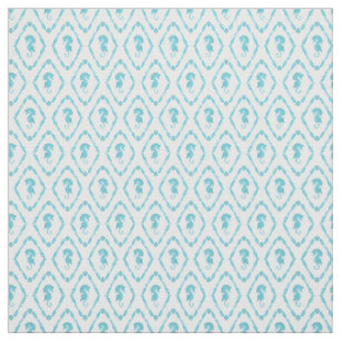 Tissu Cheval de mer Géométrique Diamant Bleu Blanc Motif
