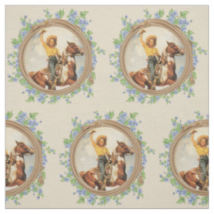 Tissu Cheval occidental vintage de cow-girl avec des