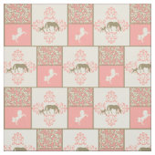 Tissu chevaux bruns roses (Échantillon)