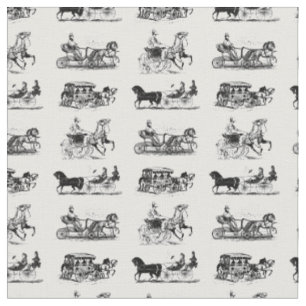 Tissu Chevaux d'antiquités Carriages Motif Art Vintage