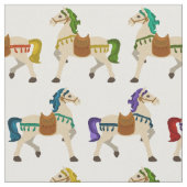 Tissu chevaux d'arc-en-ciel blancs (Fermer)