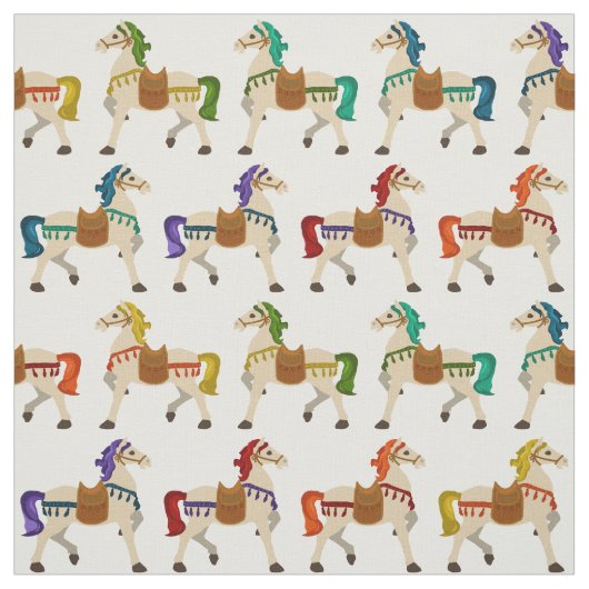 Tissu chevaux d'arc-en-ciel blancs (Échantillon)
