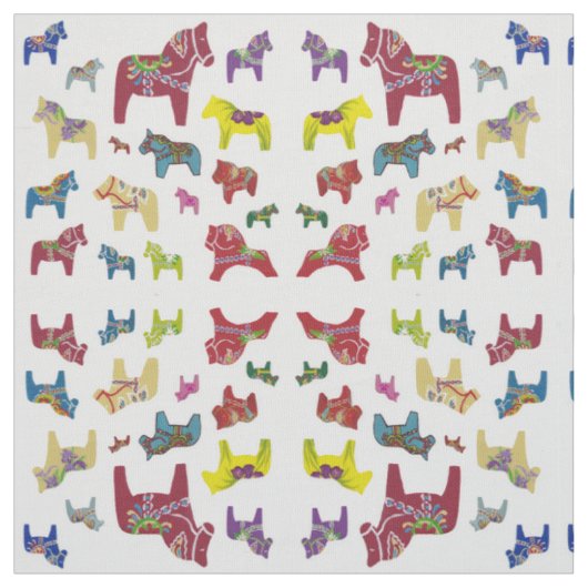 Tissu Chevaux de Dala multicolores (Échantillon)
