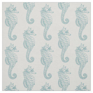 Tissu Chevaux de mer tropicaux, Motif hippocampe - gris