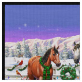 Tissu Chevaux de Noël en neige (Fermer)