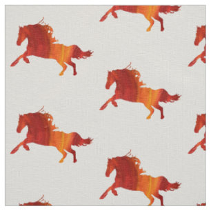 Tissu Chevaux Linge d'ivoire personnalisé (largeur 54")