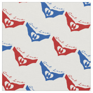 Tissu Chèvre rouge blanc et bleu Love Hoof and Heart Han