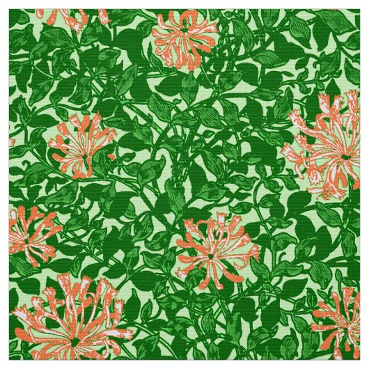 Tissu Chèvrefeuille, pêche et vert de William Morris (Échantillon)