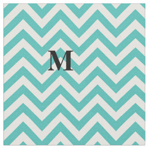Tissu Chevron bleu avec monogramme