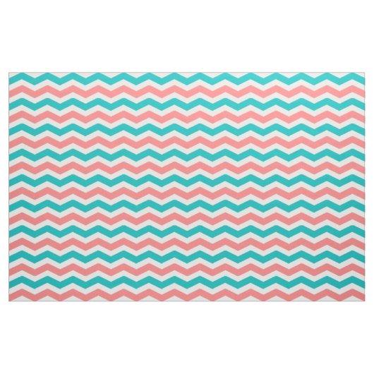 Tissu Chevron de corail et turquoise (Yard)